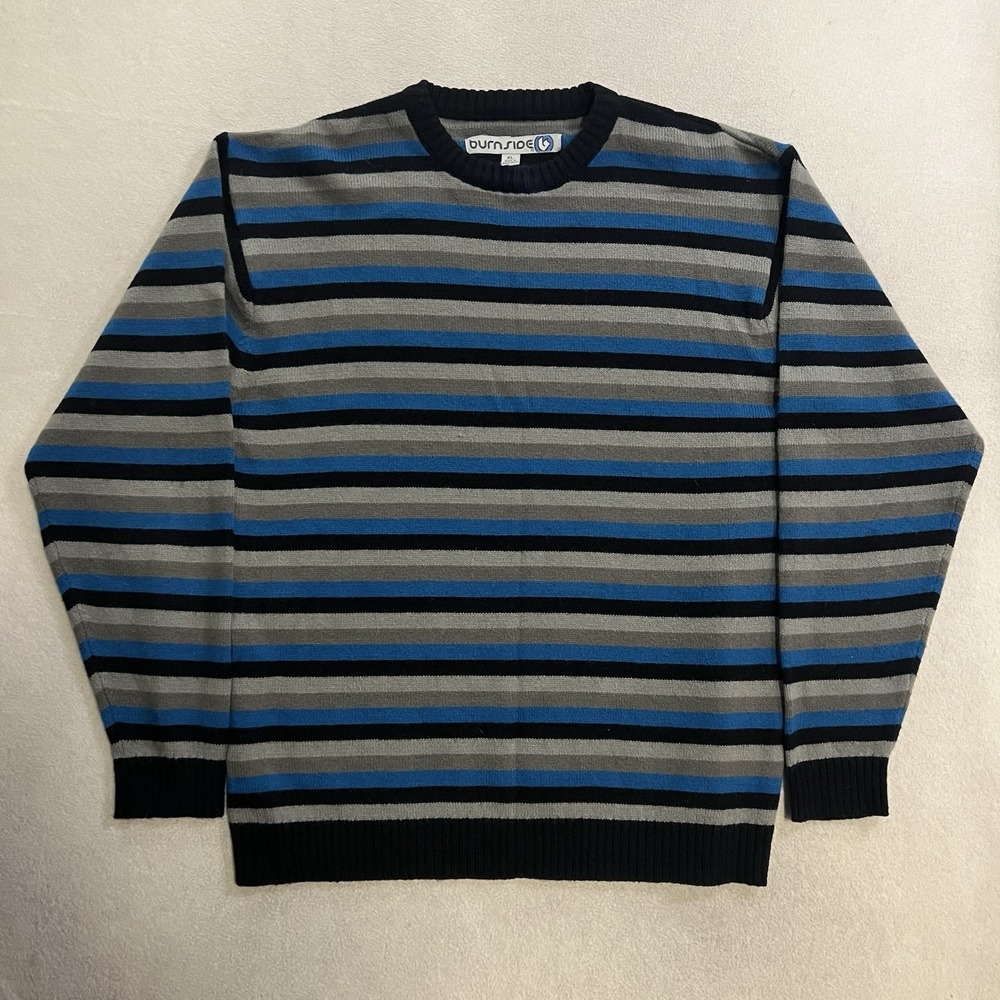 Vintage Burnside Sweater Men's Size XL Striped Long Sleeve Acrylic Knit Pullover